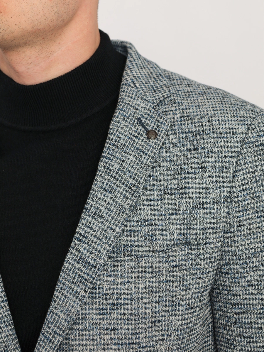 Пиджак однобортный меланж из смеси хлопка и льна